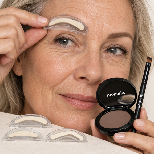 Properly physical brow shape stamp in use